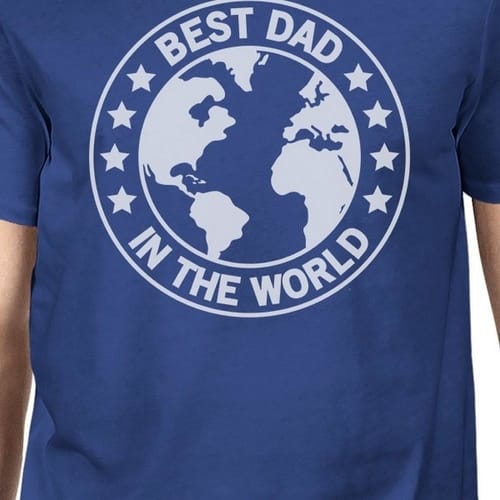 World Best Dad Mens Blue Cotton Tee Cute Fathers - Image 2